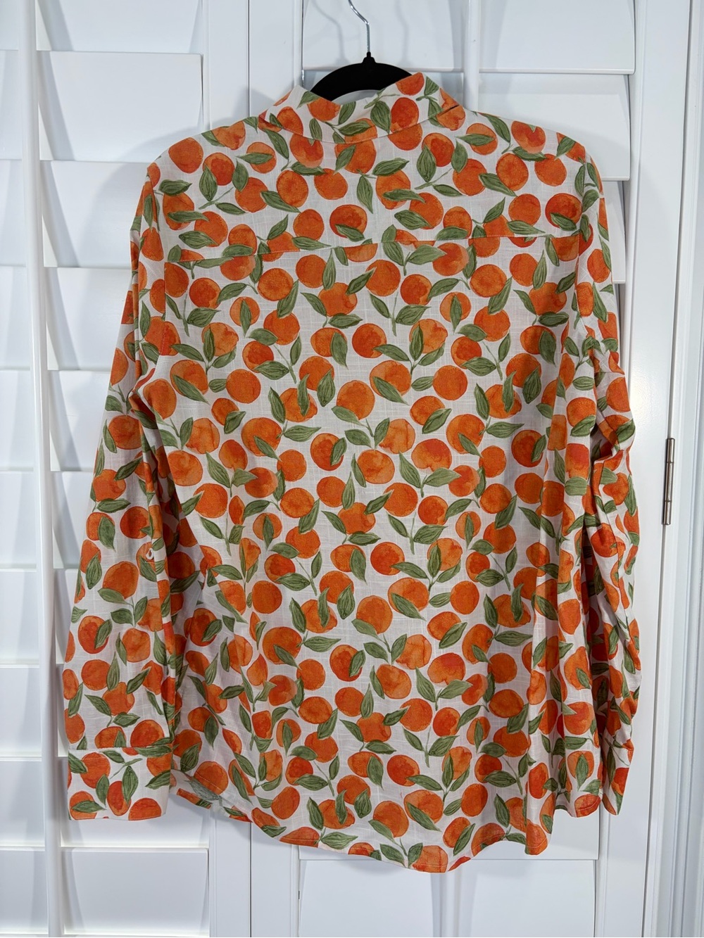 Foxcroft Peach-Print 100% Cotton Button Down Shirt (12) - Picture 3 of 10